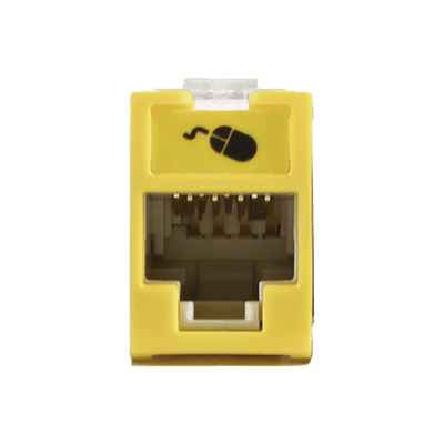 Jack Ultramax Cat5e, UTP, Montaje Híbrido en Placa de Pared (Plano y Angulado), Color Amarillo, Punch Down