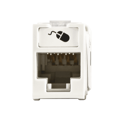Jack Ultramax Cat6A, UTP, Montaje Híbrido en Placa de Pared (Plano y Angulado), Color Blanco, Punch Down