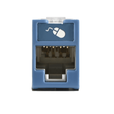 Jack UltraMAX Cat6, UTP, Montaje Híbrido en Placa de Pared (Plano y Angulado), Color Azul, Punch Down