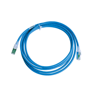 Patch Cord Z-MAX Cat6A S/FTP, CM/LS0H, 3.05 Metros (10 Pies), Color Azul, Versión Bulk (Sin Empaque Individual)