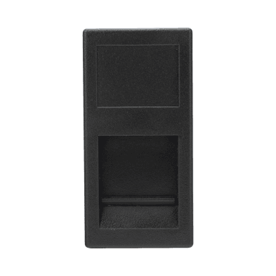 Medio Módulo / 1 Puerto Keystone RJ45 / Guardapolvo Integrado / Cajas Teleblock y Ofiblock / Acabado Negro