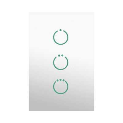 (ZWAVE) Interruptor On/Off panel táctil touch inalámbrico Zwave Plus 3 botones. Compatible con Hubitat HC8, Álula  M2M, otro