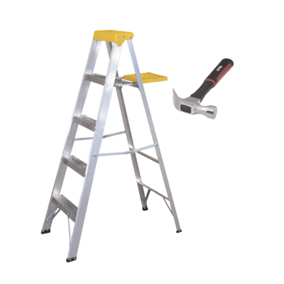 Kit Escalera y Martillo / 1.85 m (6.07 ft) / 90 kg / Aluminio / Martillo 16 oz