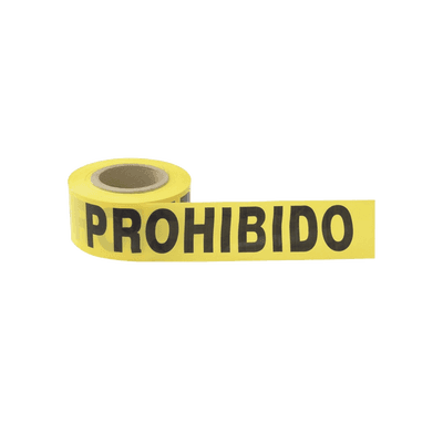 Cinta para barricada "PROHIBIDO EL PASO" de 100 m y ancho de 3".