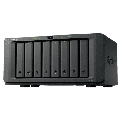 NAS DiskStation DS1825+ | 8 Bahías | AMD Ryzen V1500B | 8 GB DDR4 ECC | Hasta 2,239 MB/s Lectura | 2 Puertos 2.5GbE | Expansión PCIe 3.0 | Compatible con 10GbE y 25GbE | Caché SSD M.2 | Synology DSM.