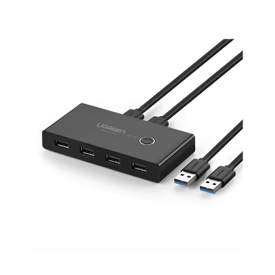 Conmutador USB para Compartir 4 Puertos USB 3.0 a 2 PC Ìs | Cambio Mediante Botón | Incluye Dos Cables USB de 1.5 m | ABS | Permite que 2 Usuarios Compartan 4 Dispositivos Periféricos USB3.0, como una impresora, un escáner, etc.
