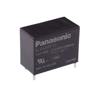 Relevador de 4 pines para tarjetas impresas Through-Hole de 12 Vcc, 31 Amp.