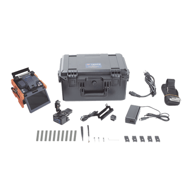 Fusionadora de Fibra Óptica de Alineación Activa por Revestimiento con 4 Motores con Pérdida Típica (SM); 0.02 dB (MM); 0.04 dB) con Pantalla Touch / Capacitación Básica Virtual Gratuita