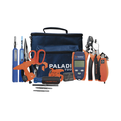 Kit de Herramientas Pro Plus para Instalación de Fibra Óptica con Accesorios de Limpieza de Puertos/Conectores, Desforradoras de Fibra Óptica y Medidor de Potencia