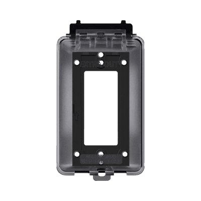 Caja Protectora de Contactos para Exterior / Policarbonato de Alto Impacto / Protección NEMA 3R / 127V 15A 60Hz / Tapa Transparente Base Negra / Resistente a Intemperie UV