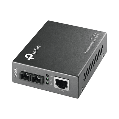 Convertidor Fibra Óptica Monomodo /  1 Puerto RJ45 10/100 Mbps / Puerto Fibra Óptica SC 100 Mbps / Hasta 20 kilometros / Plug and Play