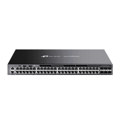 Switch Omada L3 SDN Administrable / 48 puertos Gigabit y 6 puertos SFP+ / Funciones RIP, VRRP, Servidor DHCP / Administración centralizada OMADA / Fuente Redundante