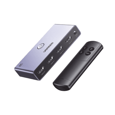 Switch (Splitter) 8K HDMI 2.1 / 3 Entradas 1 Salida / Incluye Control Remoto / Soporta 8K@60Hz 4K@120Hz 4K@60Hz 3D / HDR / HDCP 2.3 / Carcasa de Aluminio.