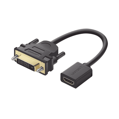 Convertidor DVI Macho a HDMI Hembra | Bidireccional | DVI 24+1 | 1080P@60Hz | Cable de 22 cm (8.66 Pulgadas) | Negro