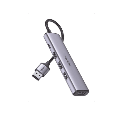 Convertidor USB-A 3.0 a 4 Puertos USB-A 3.0 / 5 Gbps Transferencia / Alimentación por USB-C / Compatibilidad Multiplataforma / Protección Cortocircuito y Sobrecorriente