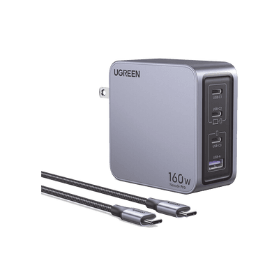 Cargador Rápido GaN / 160W Máximo / 3 USB-C + 1 USB-A / PD3.1 140W / PPS / UFCS / QC5 / Protecciones Múltiples / PC 94-V0