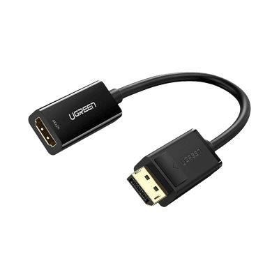 Convertidor DisplayPort a HDMI 4K| 3D | HDR | Blindaje Interno | Botón Liberador | Carcasa de ABS | Plug & Play | CE, FCC, RoHS | Cable de 25 cm (9.84 Pulgadas).