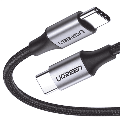 Cable USB-C a USB-C | 1 Metro (3.28 Pies) | Transferencia de Datos de 480 Mbps | Carga Rápida de Hasta 60W | QC 4.0/3.0/2.0 | PD3.0 | FPC | AFC | Protección Integrada | Caja de Aluminio | Nylon Trenzado | Color Negro