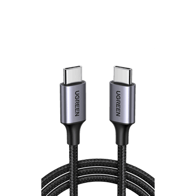 Cable USB-C a USB-C | 2 Metros (6.56 Pies) | Transferencia de Datos de 480 Mbps | Carga Rápida de Hasta 60W | QC 4.0/3.0/2.0 | PD3.0 | FPC | AFC | Protección Integrada | Caja de Aluminio | Nylon Trenzado | Color Negro