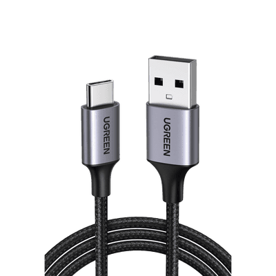 Cable USB-A a USB-C | 1 Metro (3.28 Pies) | Transferencia de Datos de 480 Mbps | Carga Rápida | QC 4.0/3.0/2.0 | FPC | AFC | Protección Integrada | Caja de Aluminio | Nylon Trenzado | Color Negro