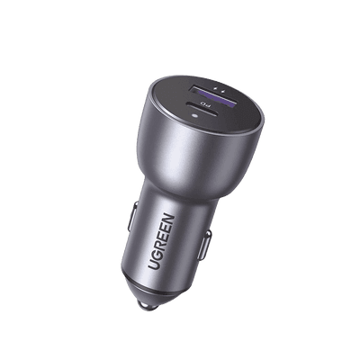 Cargador de Auto 52.5W | Puerto USB-A y USB-C | Carga Rápida | Compatible con Vehículos de 12 y 24 VCD | PD3.0 + QC3.0 | Chip Inteligente | Diseño Compacto Mayor Eficiencia Energética | Caja de Aluminio