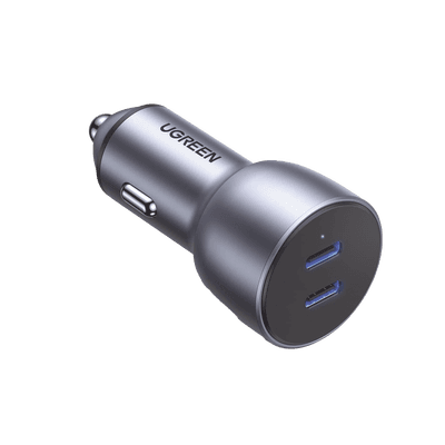 Cargador de Auto de 40W / 2 Puertos USB-C / 20 Watts por Puerto / Compatible con Vehículos de 12 y 24 VCD / Chip Inteligente / Diseño Compacto / Multi protección / Aleación de Aluminio