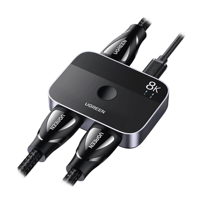 Conmutador HDMI 2.1 8K @60Hz | HDMI Splitter 2 Entradas a 1 Salida | Soporta 4K @120Hz 1080P @240Hz 3D | HDR Dolby | Alta Velocidad 48Gbps | Formatos de Audio LPCM/DTS/DSD, 2,0/2,1/5,1/7,1 canales.