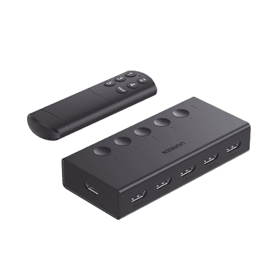 Conmutador HDMI 5X1 | 4K@60Hz | HDMI 2.0, 1.4 | HDCP 2.2, 1.4 | VRR | Dynamic HDR | 3D | CEC | EDID | IR 10 Metros (32.81 Pies) | 18Gbps | Cambio Manual y por Control Remoto | Incluye Cable de Alimentación USB