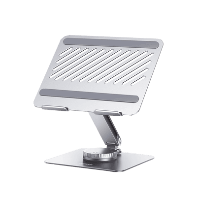 Soporte Giratorio de Aluminio para Laptop | Giratorio 360° | Función de Bloqueo | Soporta Laptops de 10 a 17.3''| Capacidad de Carga 5Kg | Excelente Estabilidad | Diseño Ergonómico | Altura y Angulo Ajustable | Plegable y Port&amp