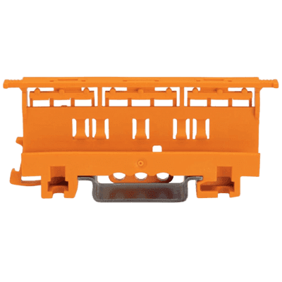 Portador de Montaje WAGO 221 Series, 4 mm², Montaje en Riel DIN-35 y por Tornillos, Color Naranja, Poliamida PA66 V0, 17.5 mm Ancho
