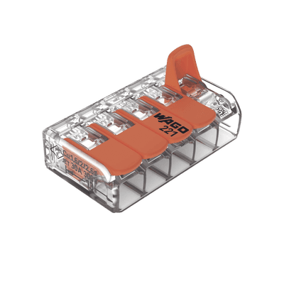 Conector Eléctrico / Borna de Conexión con Palancas / 5 Puntos / 6 mm² Máximo / 30A 450V / Transparente / CAGE CLAMP® / UL-ENEC-CB