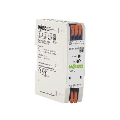 Fuente de Alimentación Eco 2 / Monofásica / 24V DC / 1.25A / 30W / Push-in CAGE CLAMP® / Carril DIN / SELV-PELV / IP20