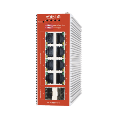 Switch L2+ PoE Industrial / Administración Cloud-Web-CLI / 8 Puertos PoE af/at 100/1000 Mbps / 2 Puertos SFP Gigabit / Presupuesto PoE 120 W / Protocolo ERSP (redundancia enlaces)