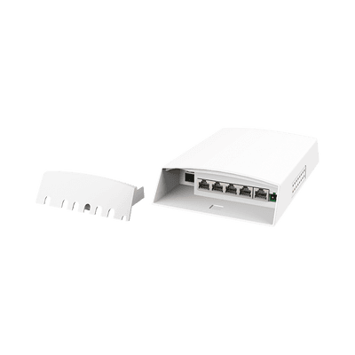 Switch CCTV PoE para Exterior / No administrable / PoE Entrada 802.3 bt Hasta 60W / 1 Puerto PoE salida 24V pasivo Hasta 12W /  3 puertos PoE 802.3 at Hasta 30W /  Ideal para Aplicaciones CCTV con Enlaces Inalámbricos