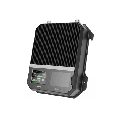 Amplificador Office 200 para 4G, 3G, 2G y llamada VoLTE y convencional. Especial para personalizarlo con antenas, cables y accesorios de acuerdo al requerimiento de la instalación. Puede cubrir áreas de hasta 1600 Metros Cuadrados