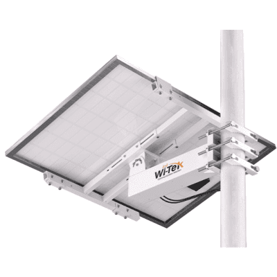Soporte/Montaje para Panel Solar WI-BRKP133 para Postes / Estructura Galvanizada SGCC 2 mm / Ajuste Ángulo 0-75° / Compatible Postes Redondos 76-133 mm y Cuadrados 50-130 mm / Paneles hasta 900 mm Ancho y 35 mm Grosor / Resistente Corrosi&o