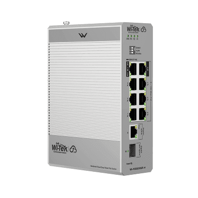 Switch Industrial PoE / 8 Puertos Gigabit PoE / 270W Budget / Uplink SFP / DIN-Rail / -30°C a 65°C / Fanless
