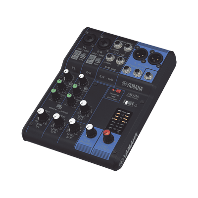 Mezcladora de Audio | 6 Canales | 2 entradas de micro/6 de línea (2 mono + 2 estéreo) | Alimentación Phantom