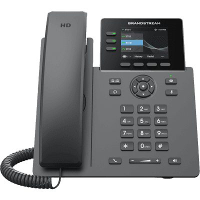 Teléfono IP Grado Operador / 3 Líneas / 12 Botones Virtuales Multiuso / Pantalla LCD 2.8 Pulgadas / Puertos Gigabit con PoE / Audio HD / Compatible con GDMS