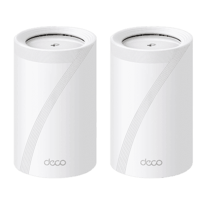 KIT 2 Routers Inalámbrico MESH Interior para Hogar / Triple Banda Wi-Fi 7 BE9300 Mbps / 2 Puerto 2.5 Gigabit WAN/LAN / 4 Antenas Internas / Operación Multi-Link MLO / Administración Mediante la App Deco (iOS, Android) / HomeShield