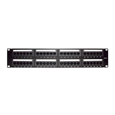 Panel de Parcheo de Impacto (110) UTP de 48 Puertos Cat5e 19 Pulgadas (48.26 cm), 2U con Barra para Organizar Cable